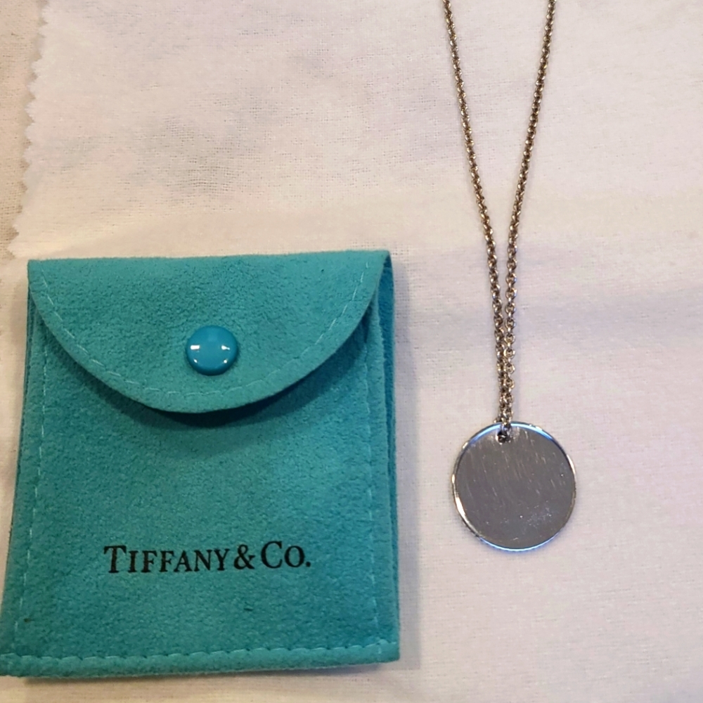 Tiffany & Co. Sterling Silver 925 Round Coin Edge Disc Pendant Necklace